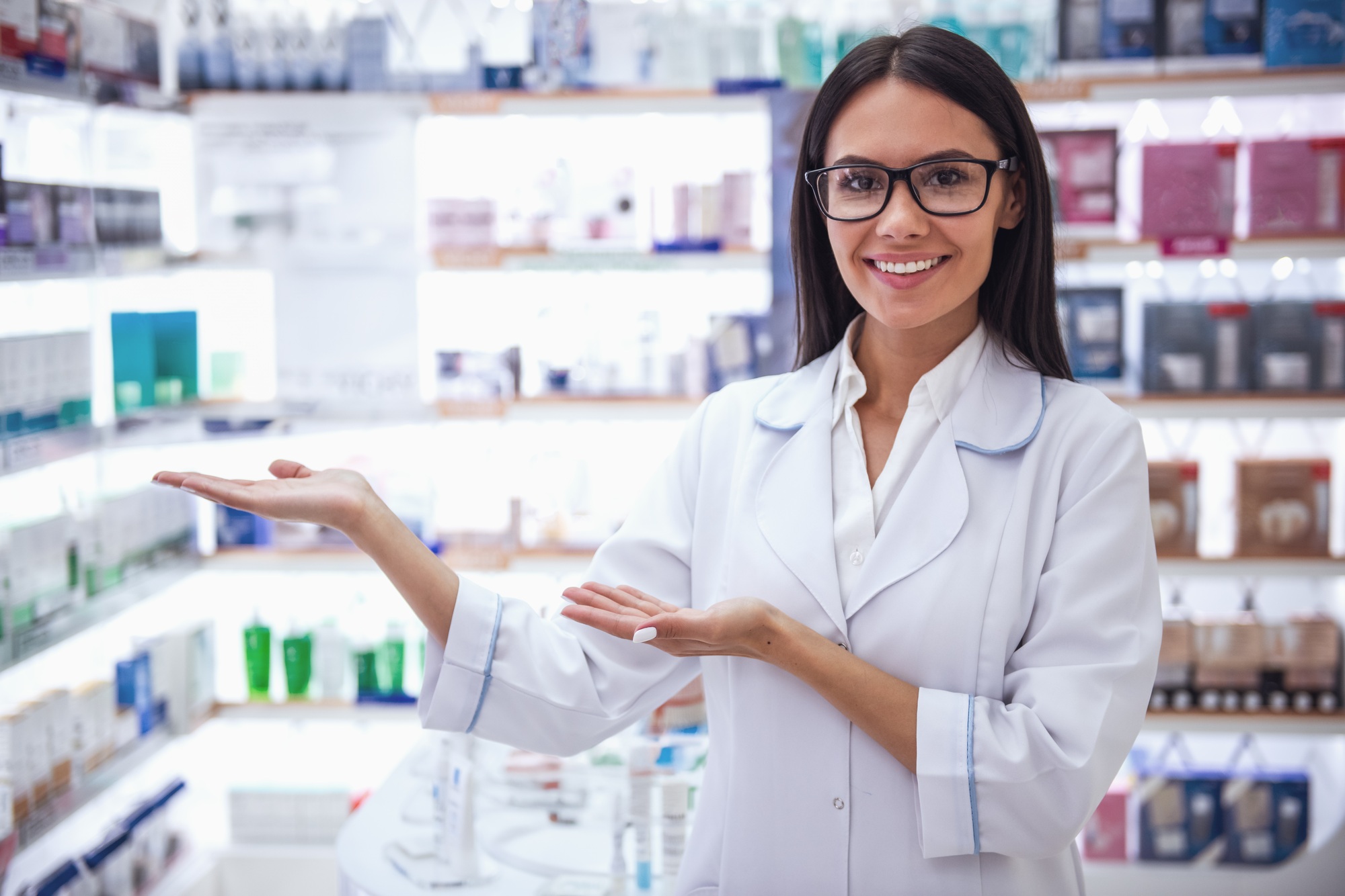Beautiful pharmacist working